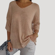 Women’s short sleeve v neck fine knit jumper