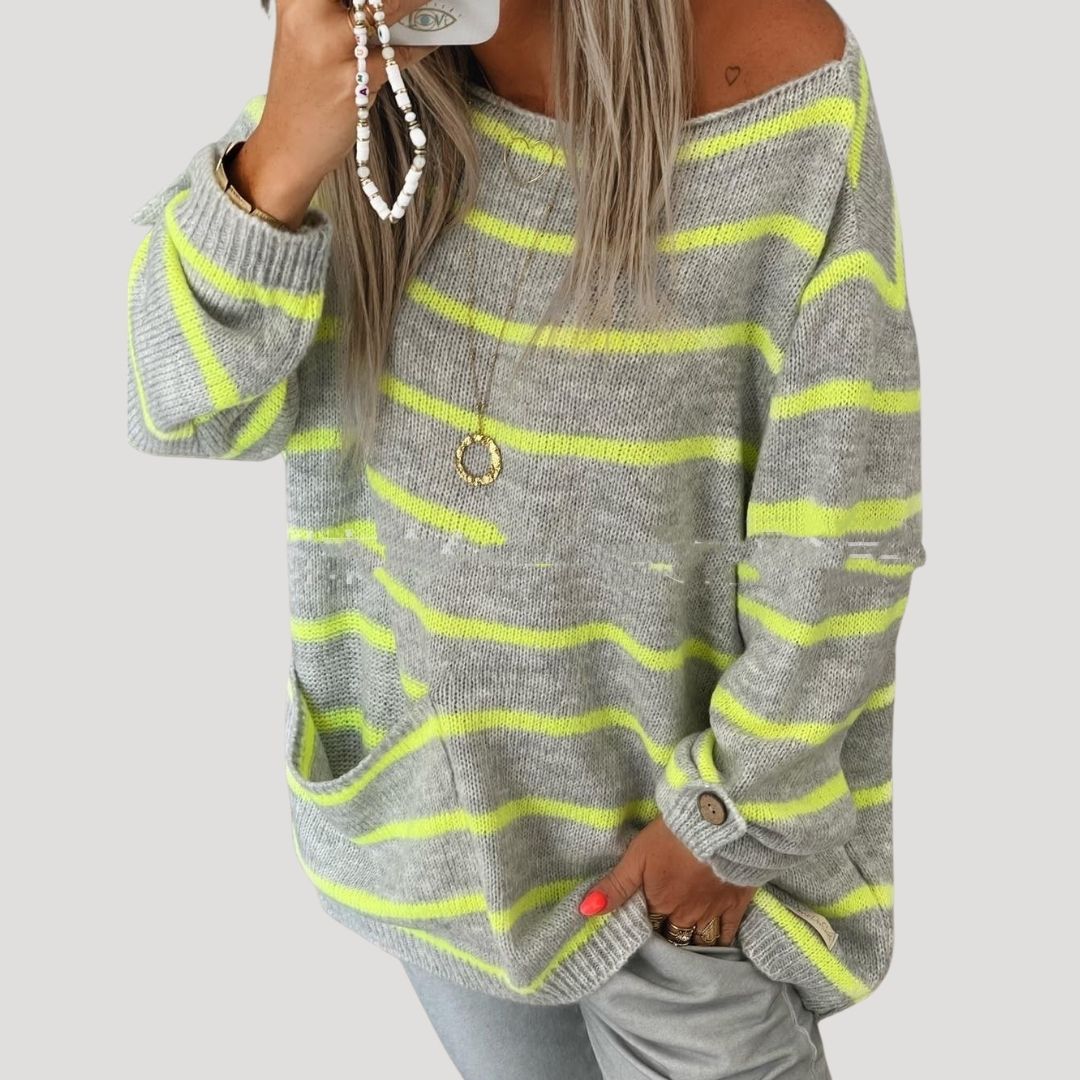 Women’s oversized striped knit baggy winter jumper