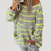 Women’s oversized striped knit baggy winter jumper