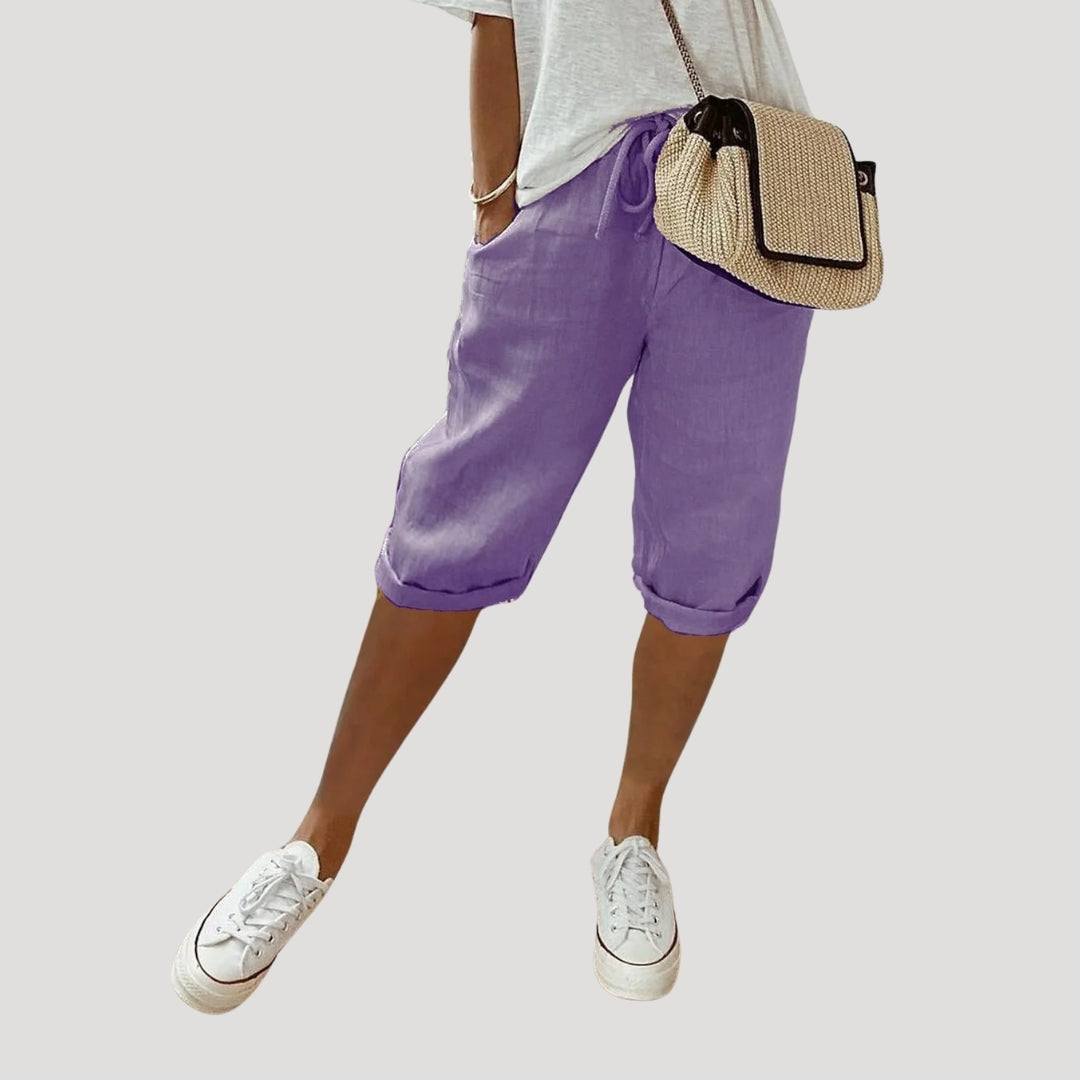 Women’s linen knee length shorts summer casual fit