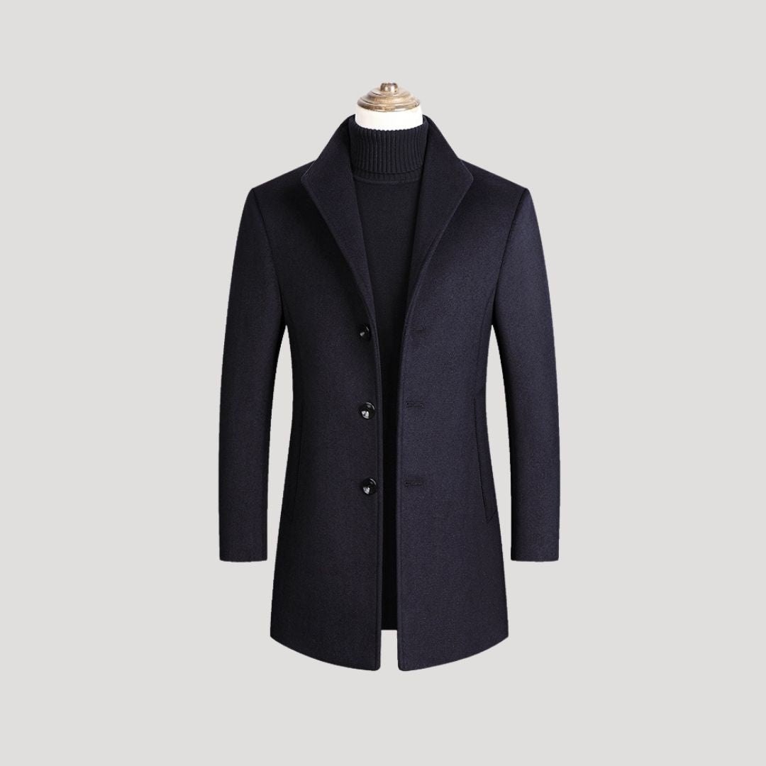 Men’s wool blend long tailored winter coat