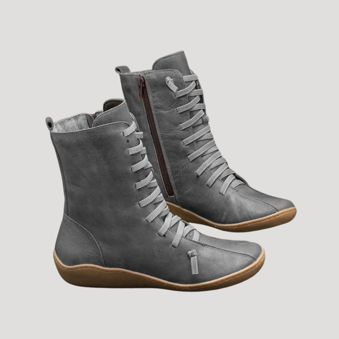 Women’s winter ankle boots leather lace up