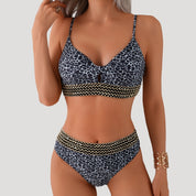 Animal print high-waisted bikini set