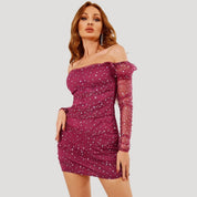 Sparkly mesh sleeve bodycon dress