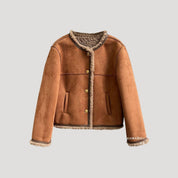 Women’s faux shearling button up teddy winter jacket