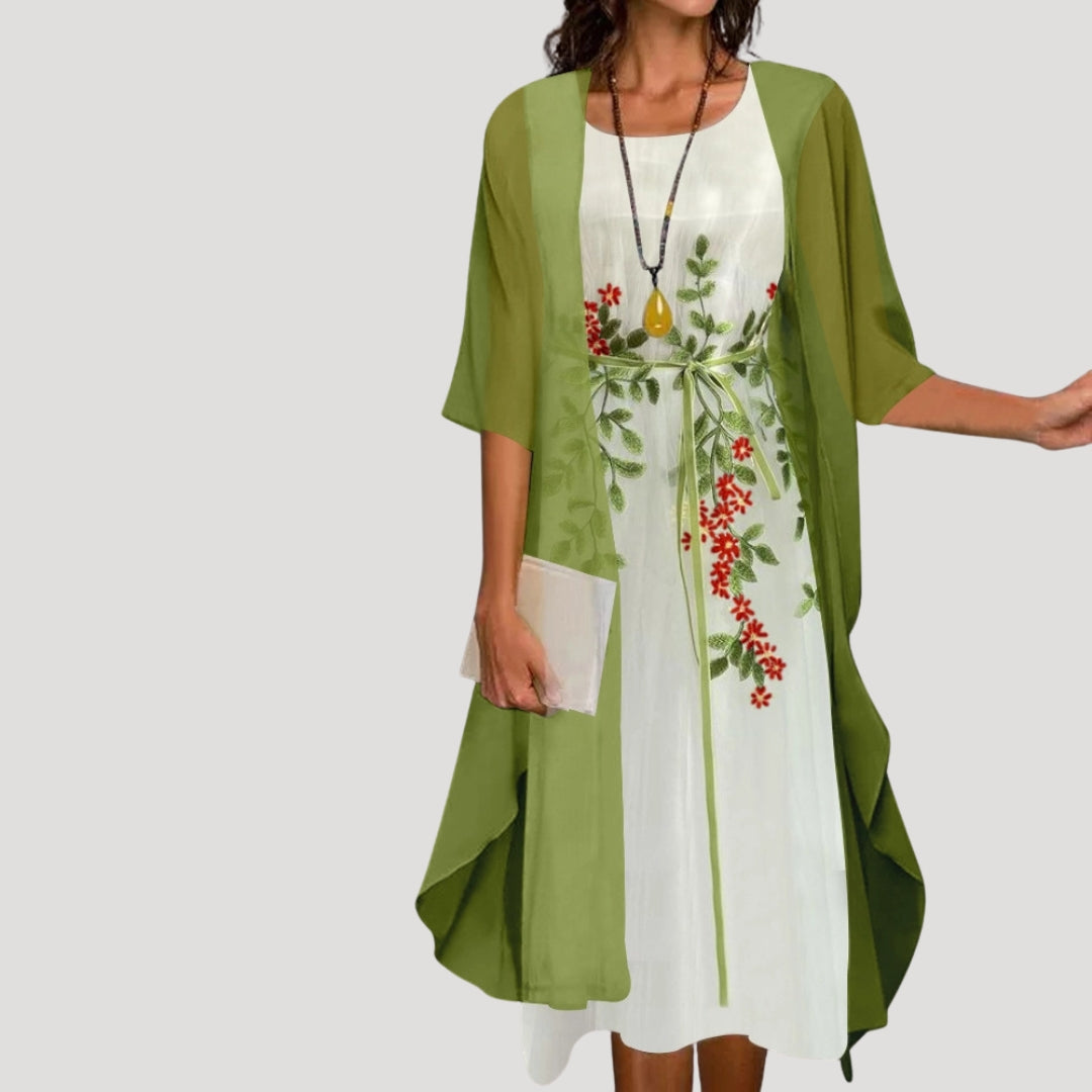 Women’s floral chiffon layered midi dress