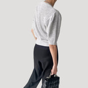 Women's cropped knit short sleeve sweater