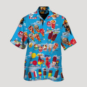Men’s short sleeve novelty print button up shirt