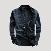 Men’s linen shirt collarless long sleeve lightweight casual