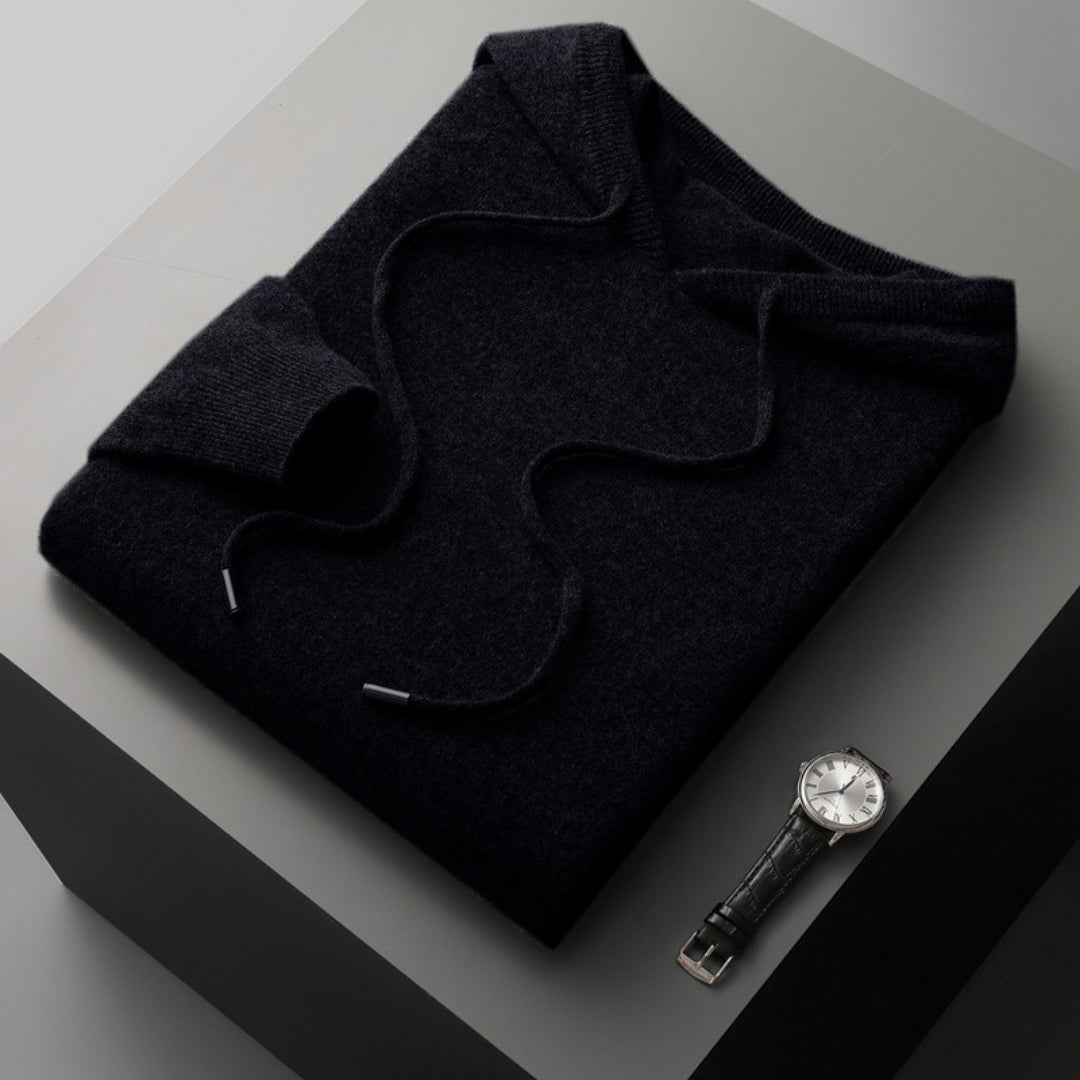 Men’s cashmere wool winter knitted hoodie jumper