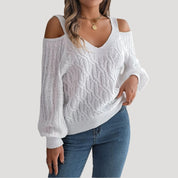 Women off shoulder knit summer sweater