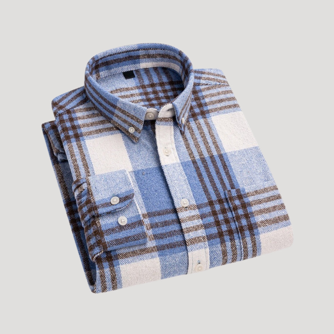 Men’s checked flannel long sleeve casual shirt