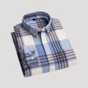 Men’s checked flannel long sleeve casual shirt