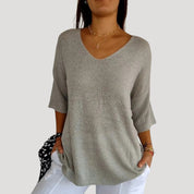 Women’s short sleeve v neck fine knit jumper
