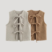 Women wool tie-front vest