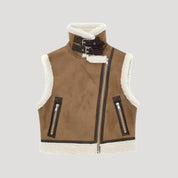 Women shearling-lined sleeveless jacket