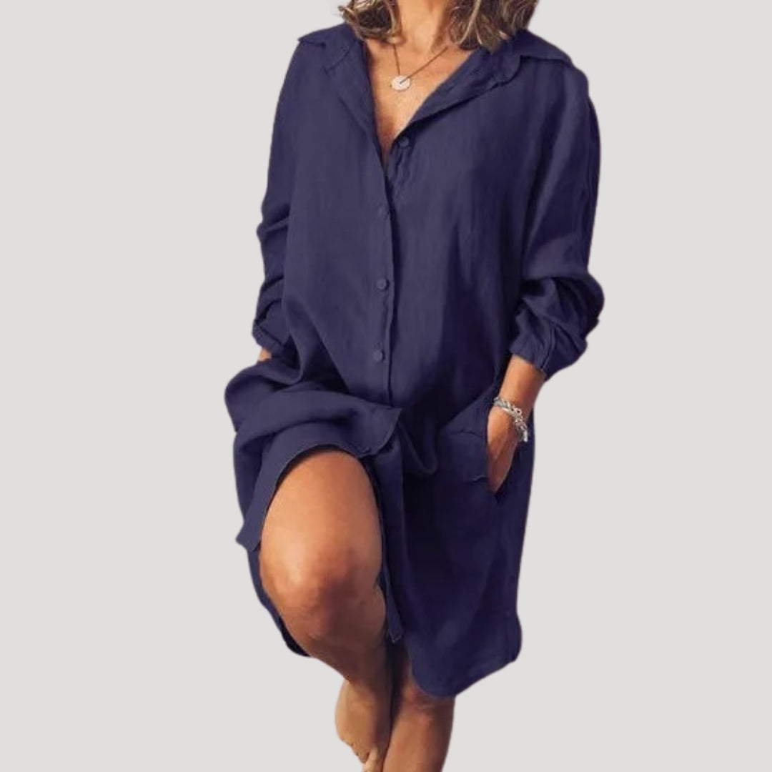 Women’s linen shirt dress summer casual loose fit