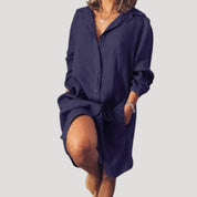 Women’s linen shirt dress summer casual loose fit