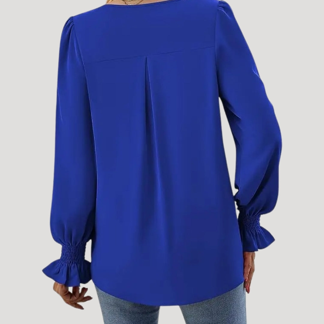 Elegant v-neck long-sleeve blouse