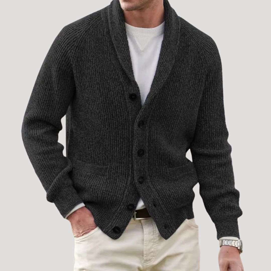 Men's lightweight shawl collar cardigan