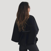 Women belted cape poncho coat