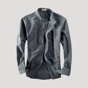 Men’s linen shirt collarless long sleeve lightweight casual
