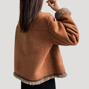 Women’s faux shearling button up teddy winter jacket