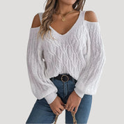Women off shoulder knit summer sweater