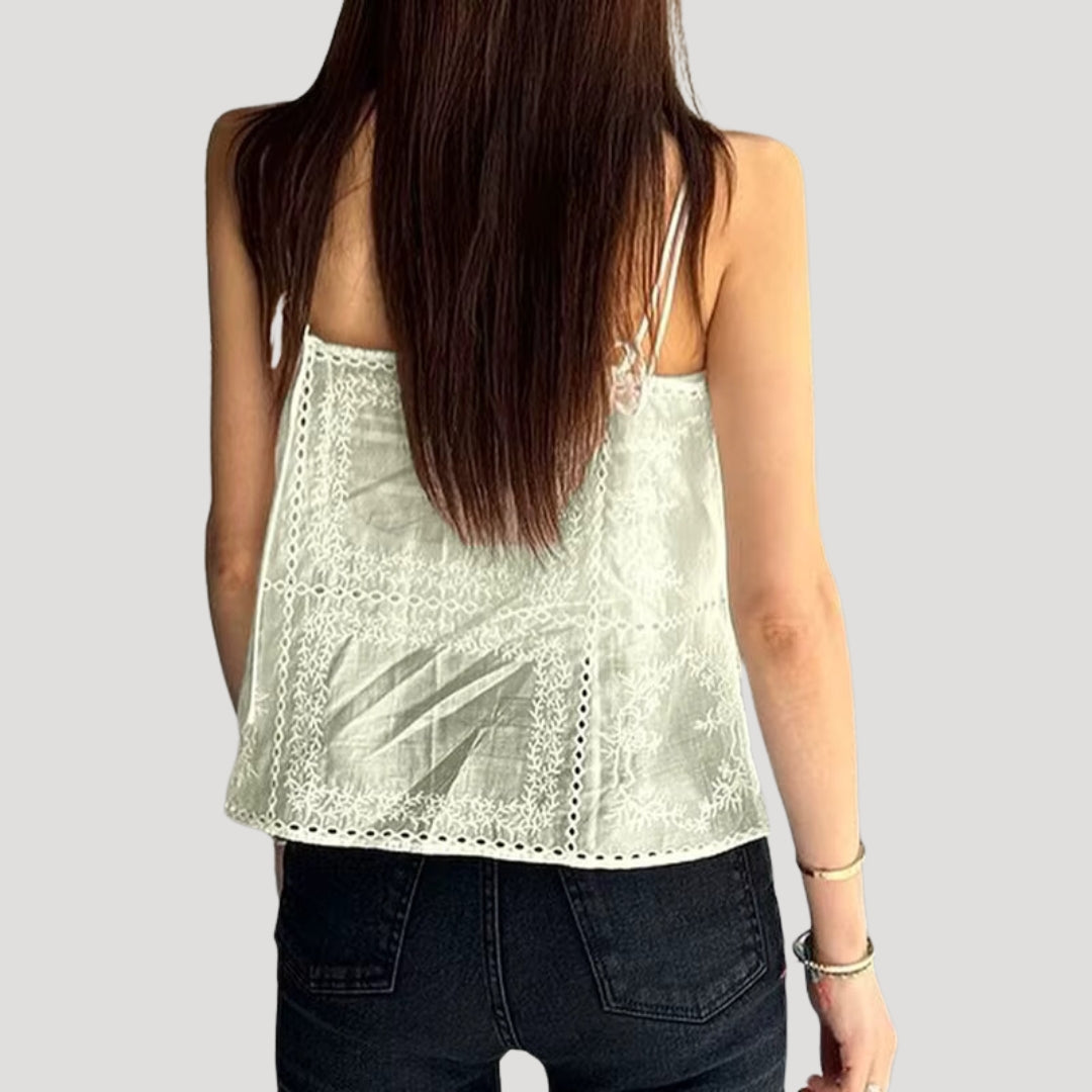 Embroidered lace camisole top