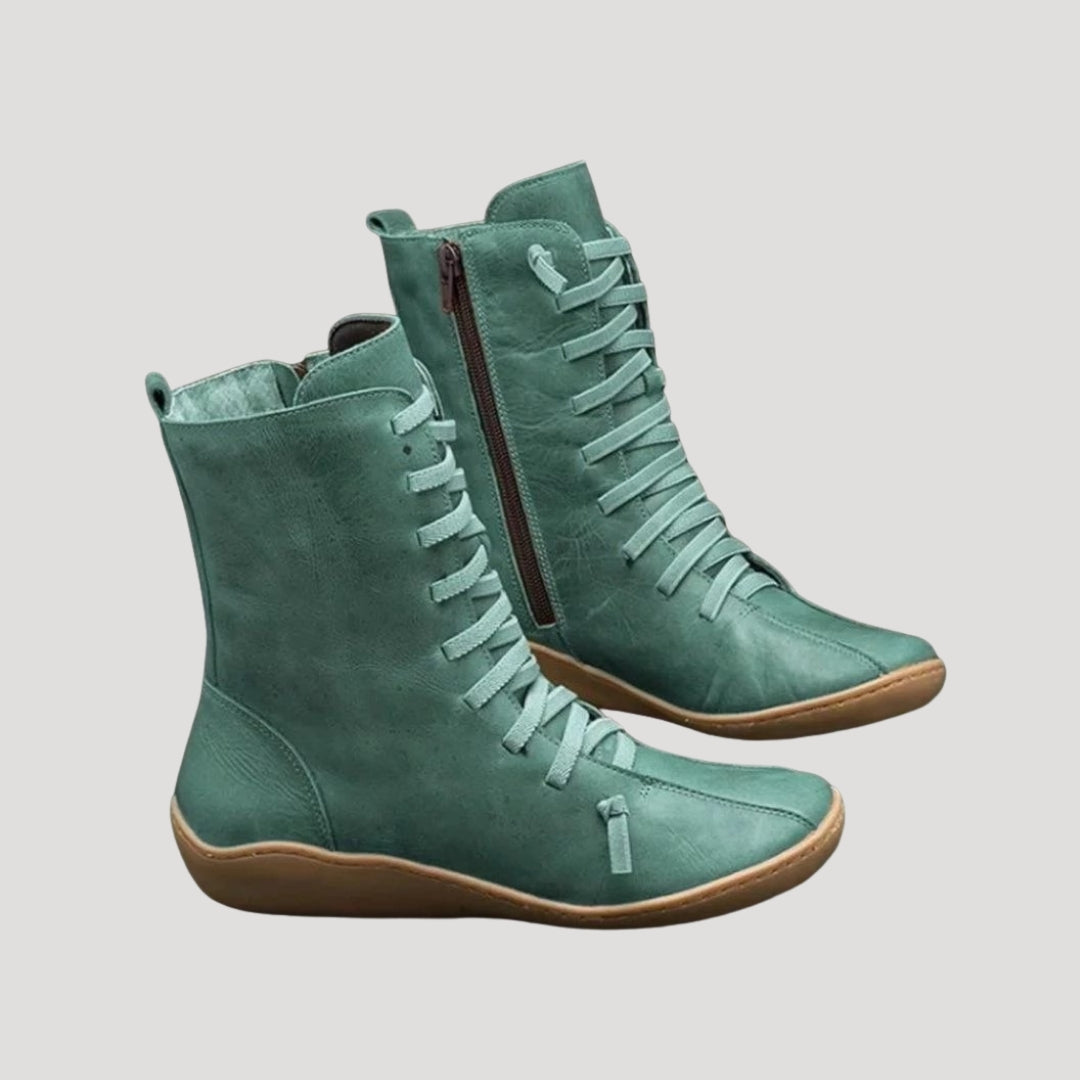 Women’s winter ankle boots leather lace up