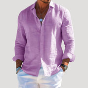 Men’s linen long sleeve button down shirt