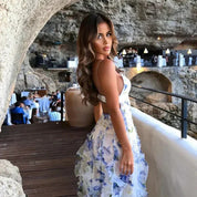 Women’s floral ruffle maxi wedding guest dress