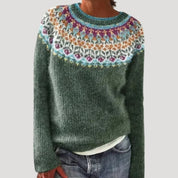 Women colorful patterned knit sweater