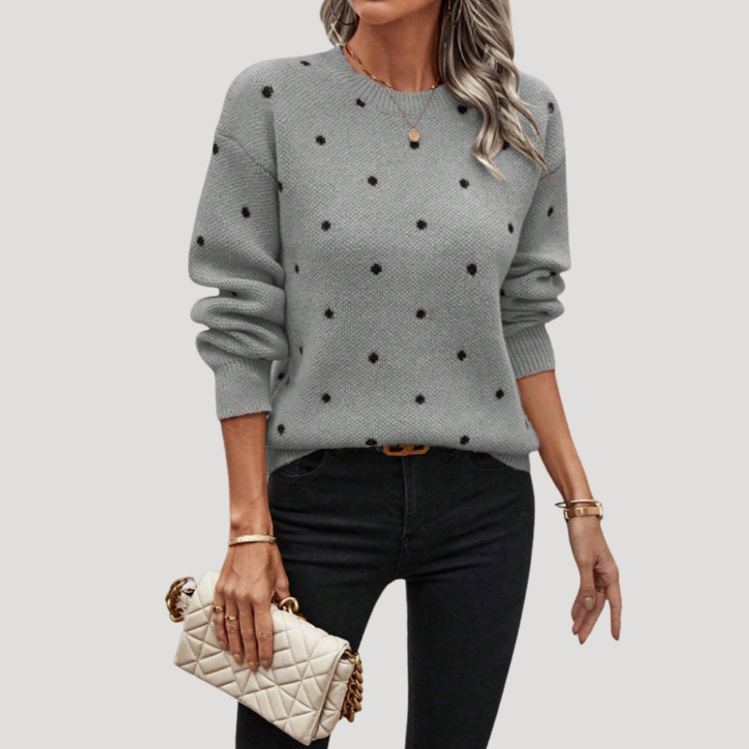 Women’s knitted jumper with polka dot pattern