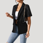 Classic short-sleeve black blazer