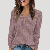 Women’s ribbed knit long sleeve henley top