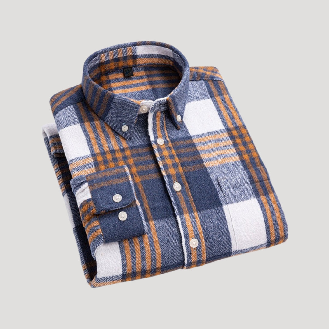 Men’s checked flannel long sleeve casual shirt