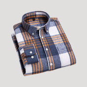 Men’s checked flannel long sleeve casual shirt