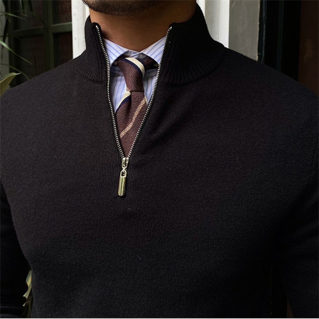 Men’s half zip knitted winter sweater