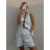 Tailored linen waistcoat & shorts set