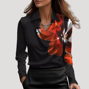 Women’s satin cowl neck long sleeve blouse