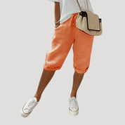 Women’s linen knee length shorts summer casual fit