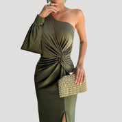 Women’s one sleeve maxi wedding guest dress
