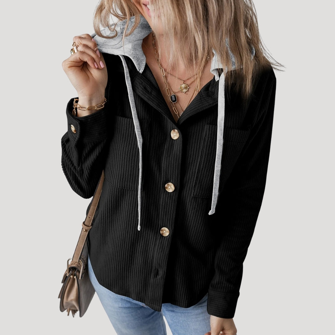 Women’s corduroy hooded jacket casual winter style