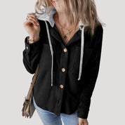 Women’s corduroy hooded jacket casual winter style