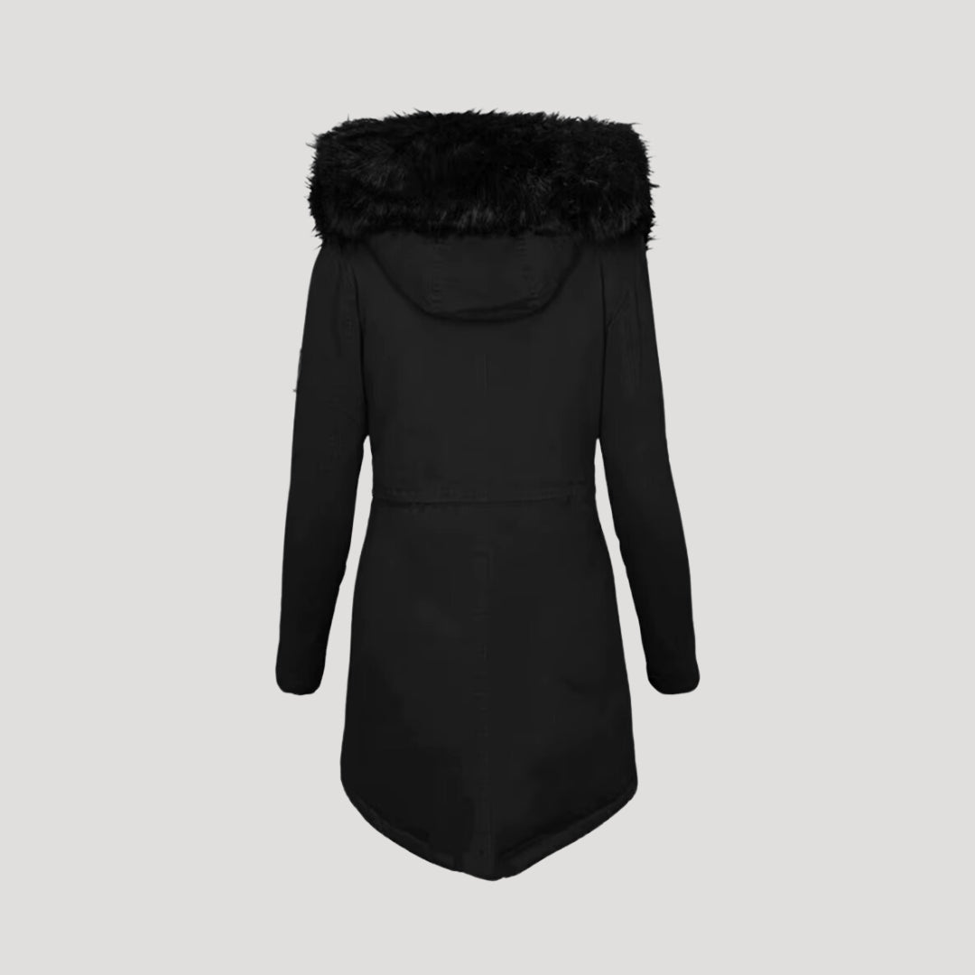 Luxury fur-lined hooded coat