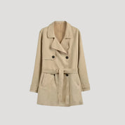 Women's belted double breasted lightweight trench coat