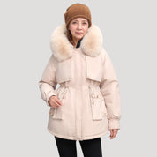 Fur-collar parka jacket