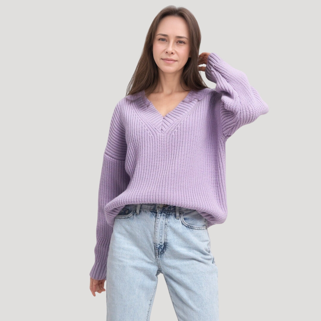 Relaxed v-neck knit sweater