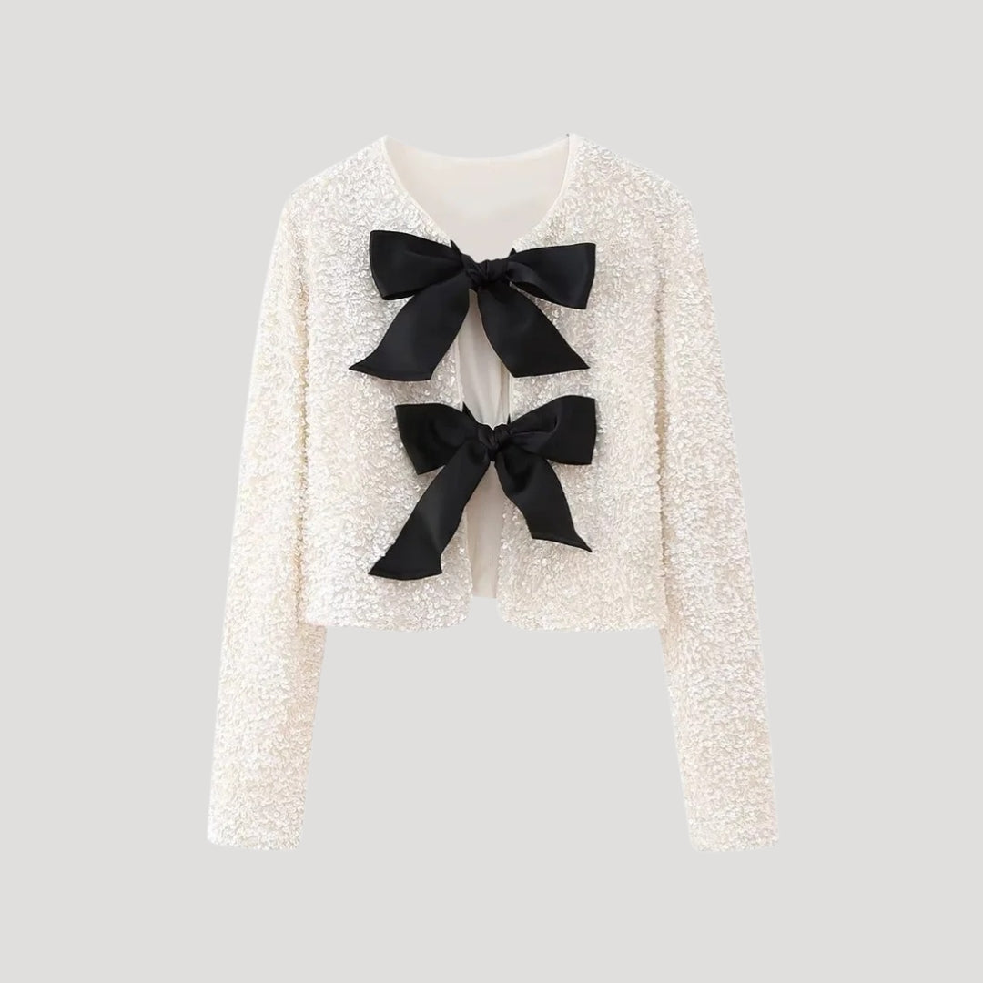 Sequin cardigan with bow details